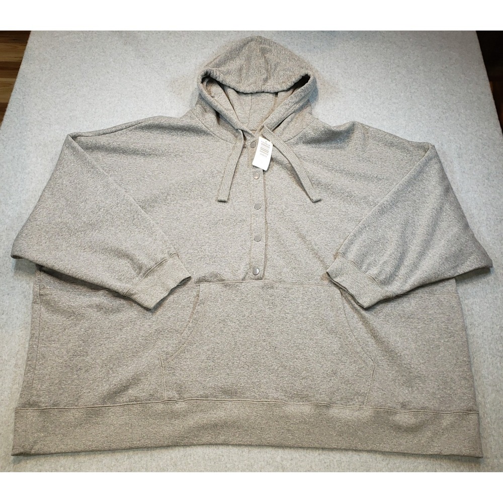 Torrid Cozy‎ Fleece Snap Front Relaxed Hoodie Womens Heather Gray Sz 5 / 28 NWT